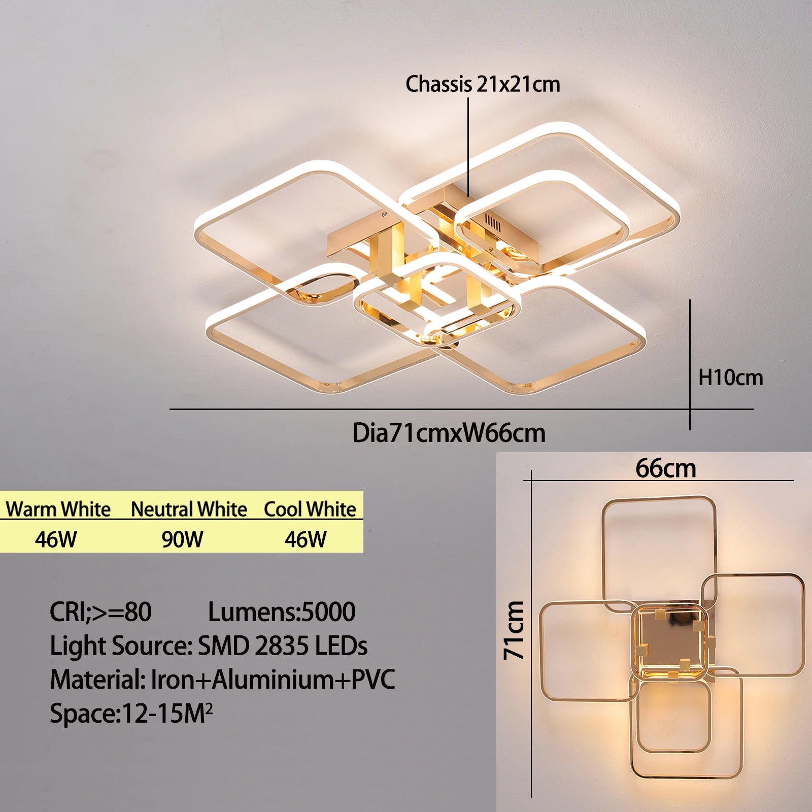 Modern led chandeliers dimmable ceiling chandeleir for living room bedroom Gold chrome 3-6 heads led ceiling lights W/remote