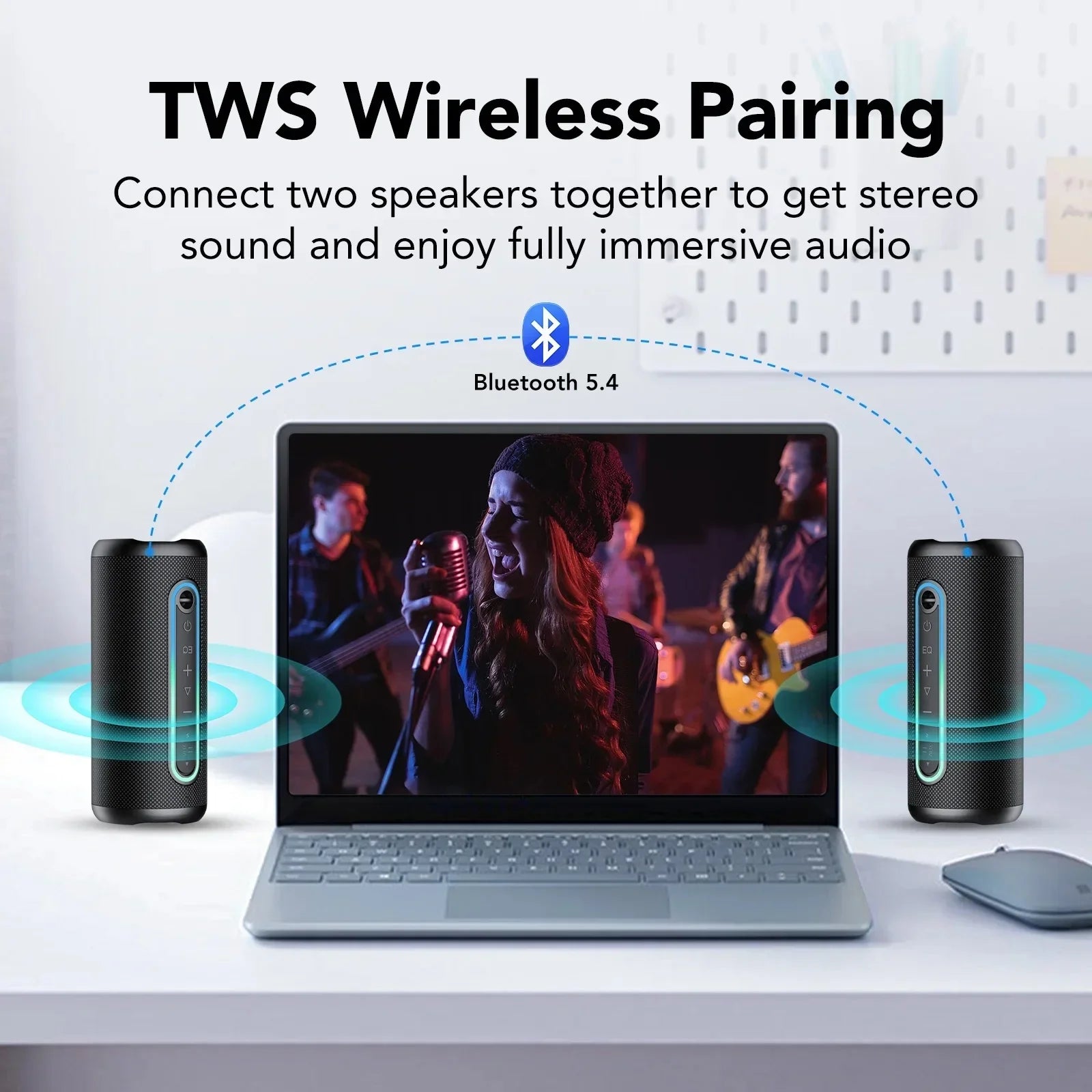 Portable Bluetooth Speaker – 30W Loud Stereo, BT5.4, IPX7 Waterproof, 24H Playtime Wireless Speaker