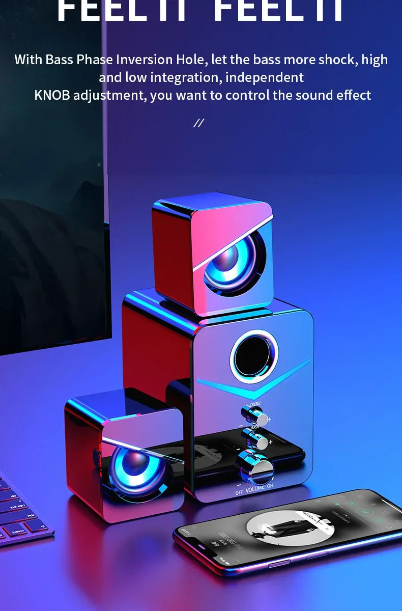 Bluetooth Speaker – Home Theater Bass System, Mini Desktop Speakers for PC, Phone, MP3 Player & Subwoofer Soundbar