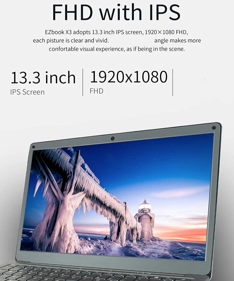 6GB RAM 128GB ROM 14.1 INCH Notebook Ultrabook Laptop PC Windows 10 Intel Celeron Quad Core N3450 CPU