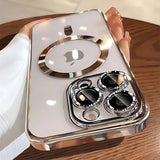 Plated MagSafe Magnetic Case for iPhone 12–17 Pro Max, Plus & Air, Wireless Charging Cover with Camera Lens Protector