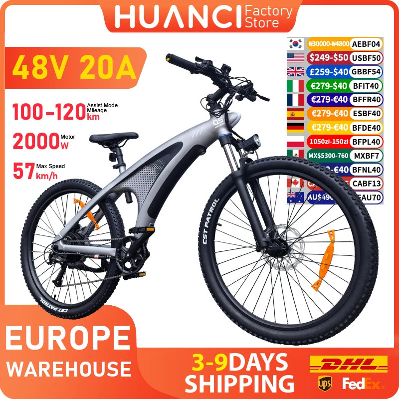 HUANCI Q5 electric bike 2000W electric bikes 27.5 Inch Electric bicycle  48V 20AH  electric e bike Mountain adults ebike fatbike