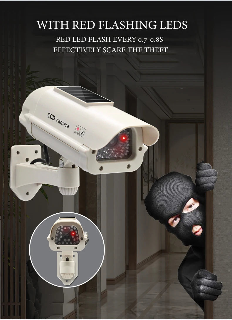 Simulation Solar Powered Waterproof Fake Camera Red Flashing Led CCD Security Camera Home Office Surveillance System Scare Theft
