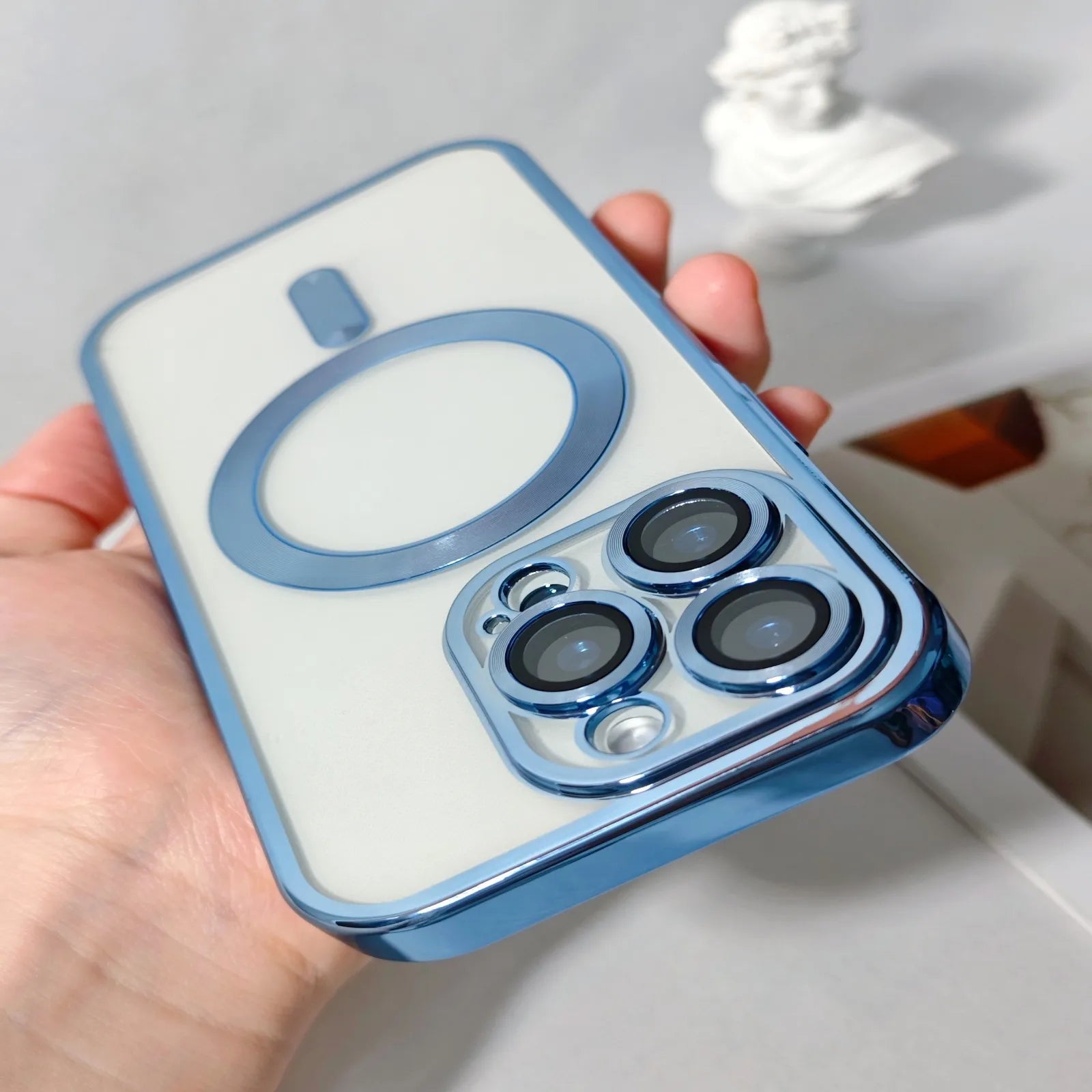 Plated MagSafe Magnetic Case for iPhone 12–17 Pro Max, Plus & Air, Wireless Charging Cover with Camera Lens Protector