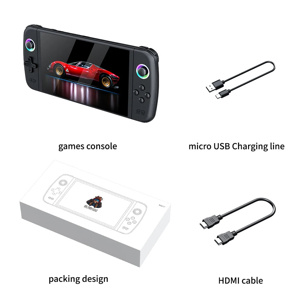 NEW M27 Portable Handheld Console - 7" IPS 1024x600 Linux Retro Gaming w/HDMI for Boys Gamer Gift & Plug & Play