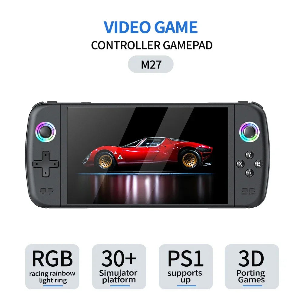 NEW M27 Portable Handheld Console - 7" IPS 1024x600 Linux Retro Gaming w/HDMI for Boys Gamer Gift & Plug & Play