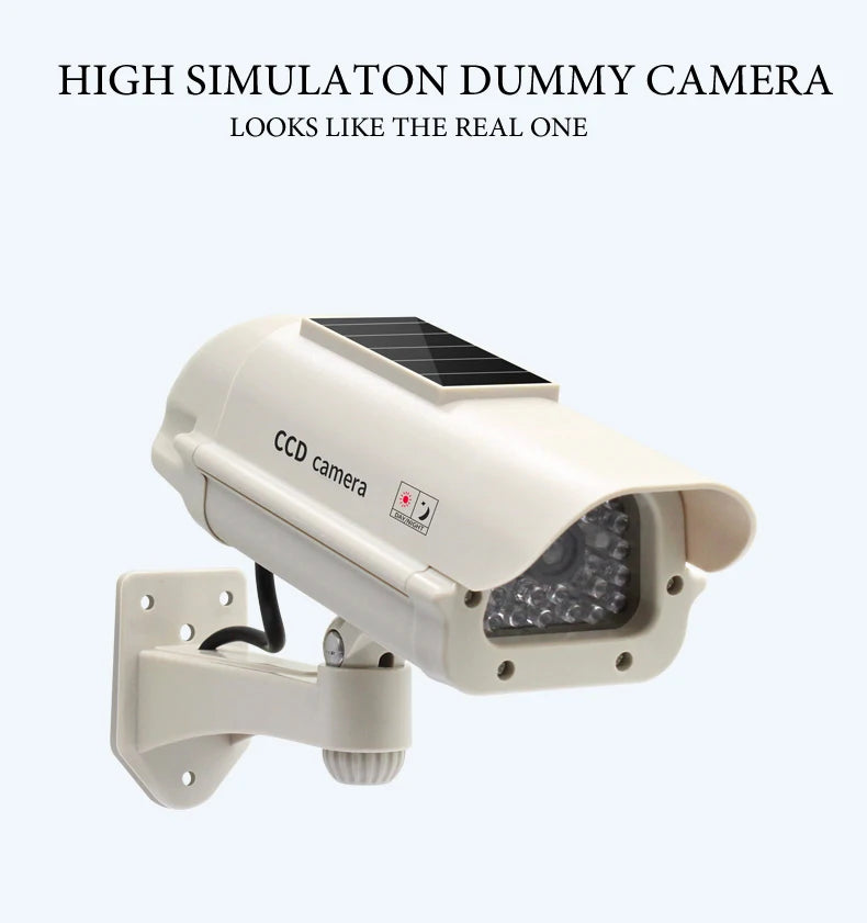 Simulation Solar Powered Waterproof Fake Camera Red Flashing Led CCD Security Camera Home Office Surveillance System Scare Theft