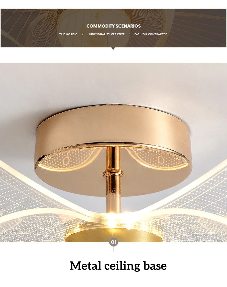 Nordic Acrylic Ceiling Lamp Suitable For Bedroom Lustre Chandeliers In Corridor Cloakroom Gold Plafonier Elegant Ceiling Lamps