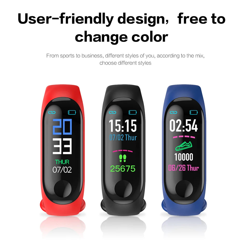 M3 Plus Fitness Tracker Smart Band – Running Pedometer with Heart Rate & Blood Pressure Monitor