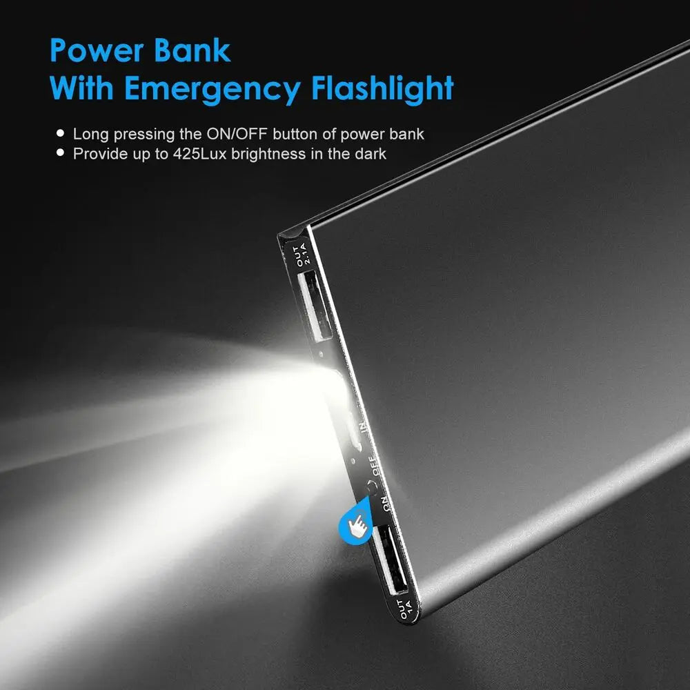 20000mAh 5V/2.1A Portable Power Bank – USB Battery Pack with Flashlight for Heated Vest, Jacket, Pants & Socks