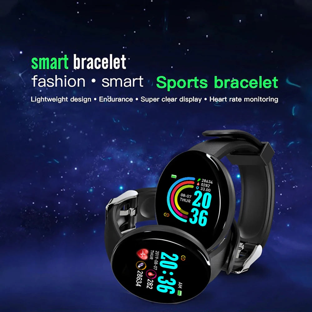 D18 Smart Watch for Men & Women – Waterproof Fitness Tracker with Blood Pressure & Heart Rate Monitor for Android & iOS