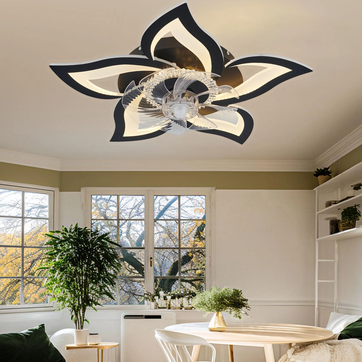 Ceiling Fan with Light Led Light with Reversible Airflow Function. Discrete And Functional Ceiling Fan