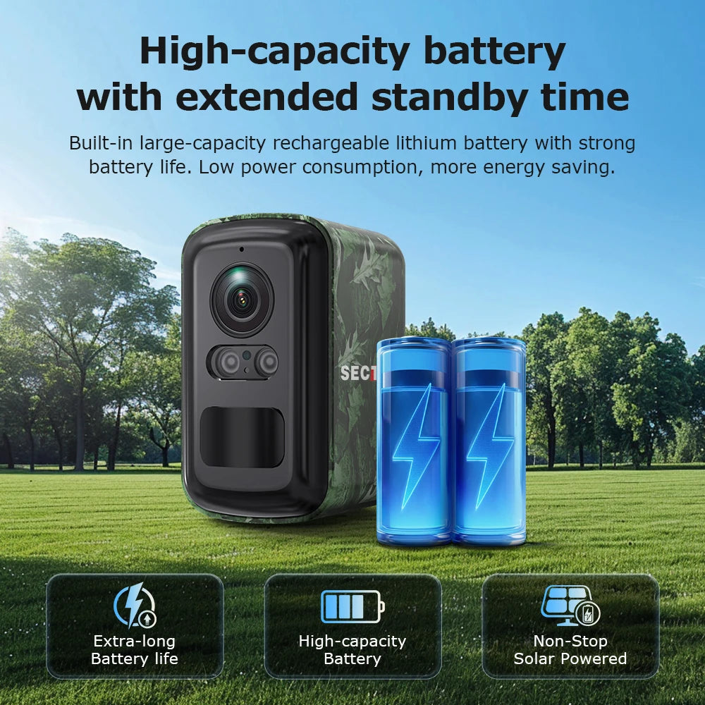 Sectec 5MP Mini Solar 4G Camera Outdoor Surveillance Camouflage Color WiFi Security  Camera PIR Detection Auto Tracking UBox App