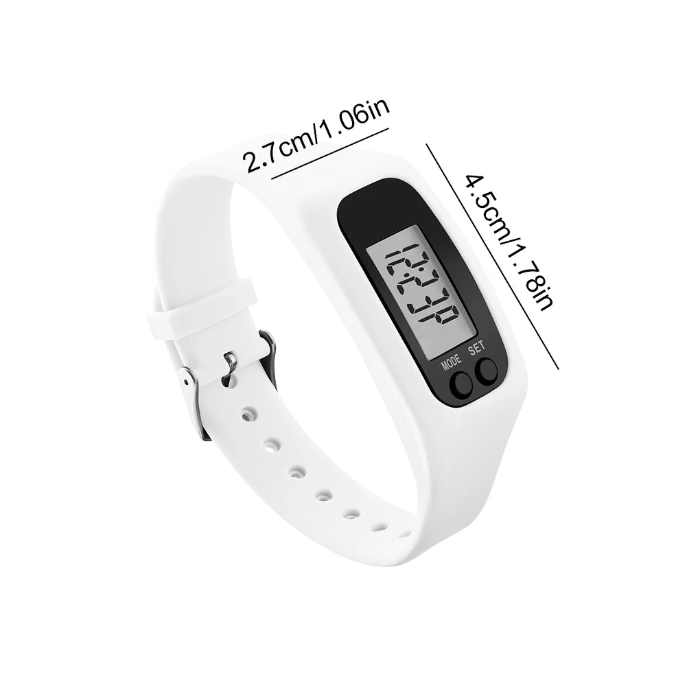 LED Pedometer Bracelet Step Counter Watch 12/24H Time Display Walking Running Pedometer Silicone Step Tracker for Men Women