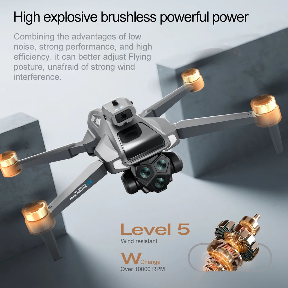Drone Profesional 4K Dual Camera Brushless Motor Obstacle Avoidance Dron RC Helicopter Foldable Quadcopter