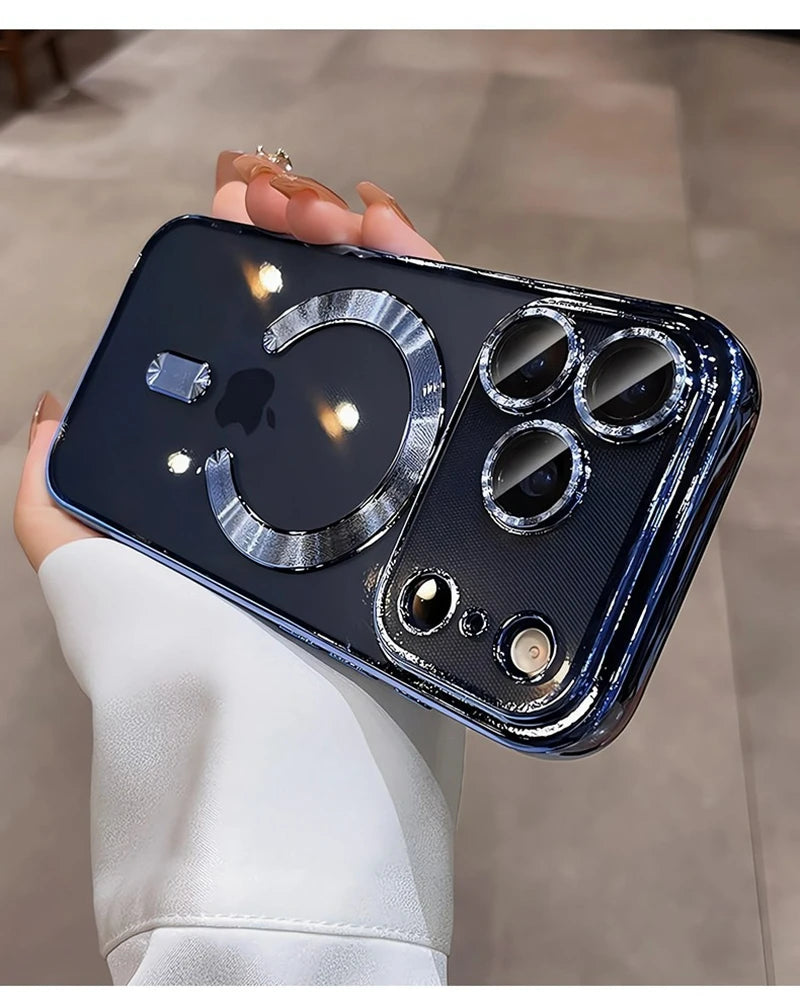 Luxury MagSafe Soft Phone Case for iPhone 11 12 13 14 15 16 17 Pro Max Plus Air, Magnetic Transparent TPU Bumper Cover