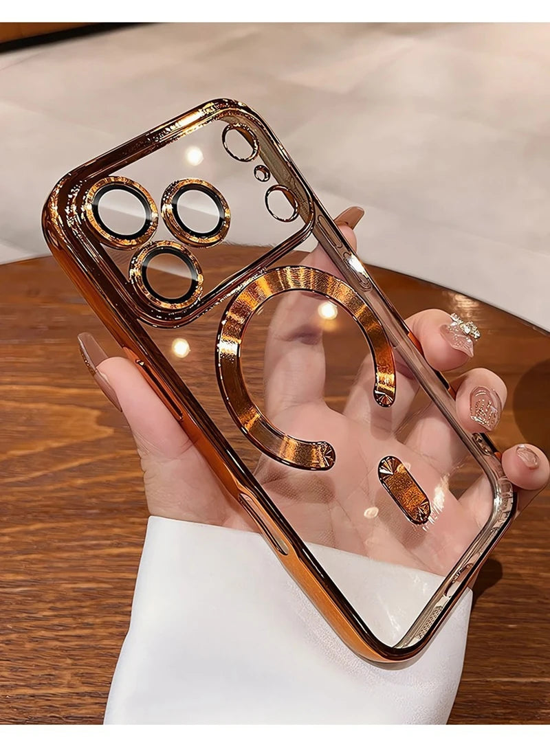Luxury MagSafe Soft Phone Case for iPhone 11 12 13 14 15 16 17 Pro Max Plus Air, Magnetic Transparent TPU Bumper Cover