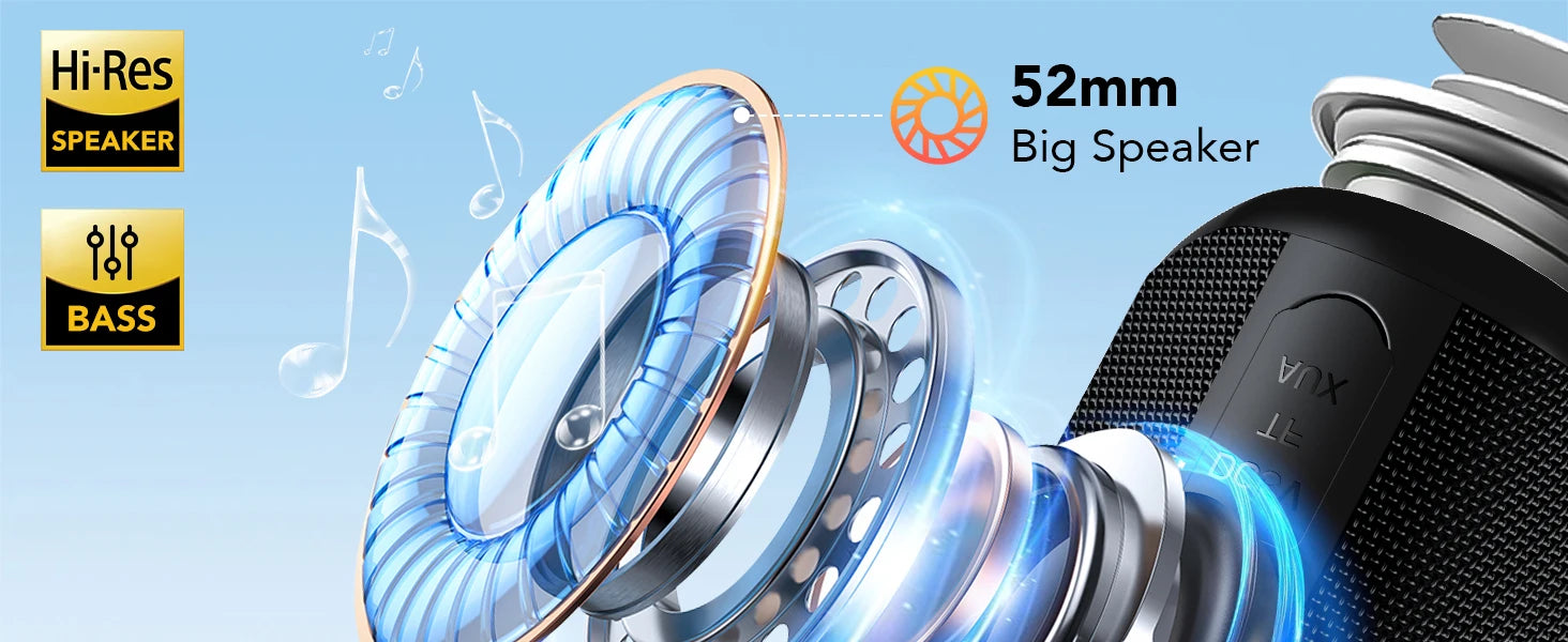 2025 Portable Bluetooth Speaker – Wireless Speaker with LED Light, Bluetooth 5.4, 24H Playtime, Enhanced Bass & IPX7 Waterproof