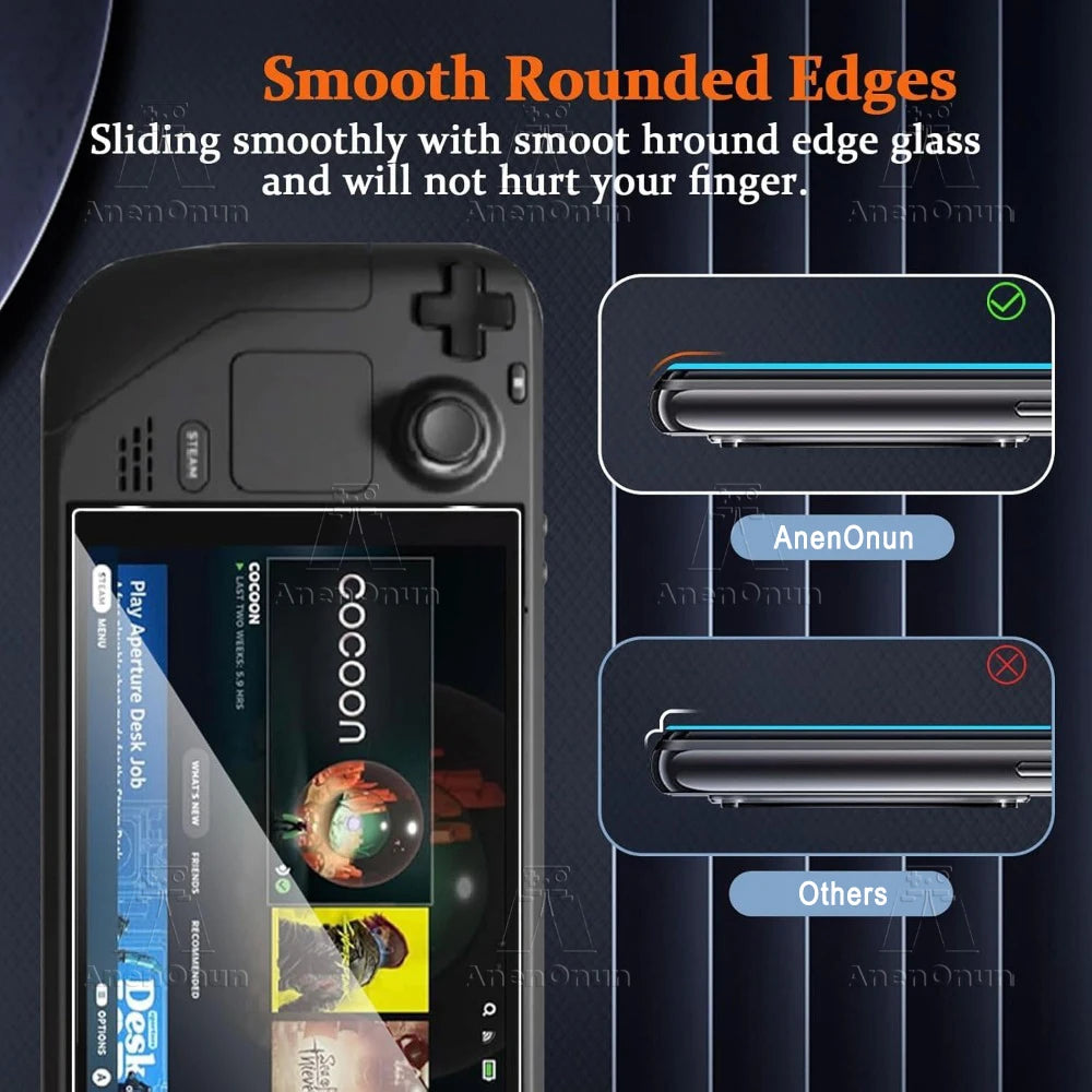 Steam Deck/Steam Deck Oled Tempered Glass Screen Protector 2.5D Curved Edge 9H Hardness Shatterproof Anti-Scratch HD Bubble-Free