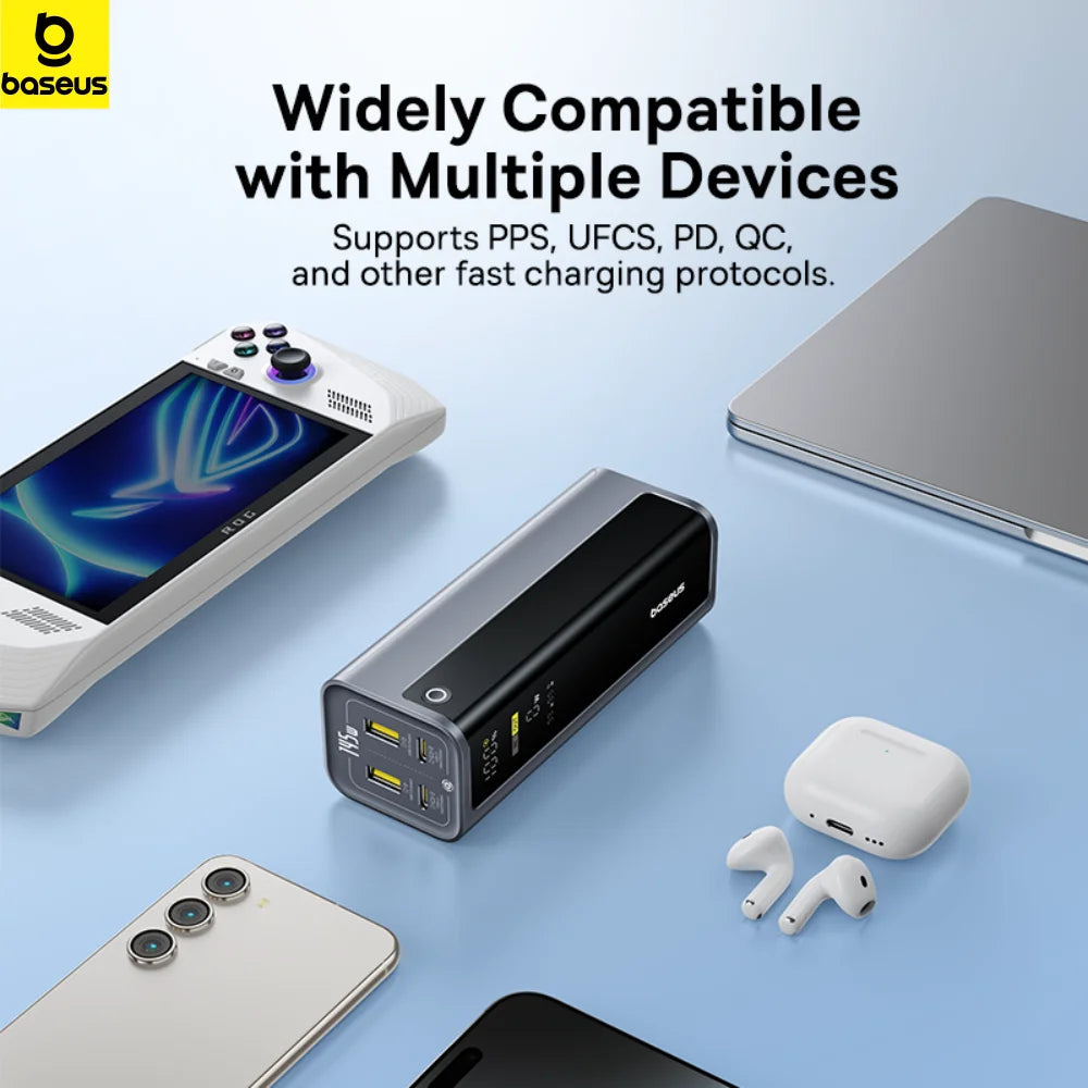 Baseus 145W 20800mAh Power Bank – PD 100W Fast Charging Portable External Battery with Smart Digital Display for Laptop & Phone