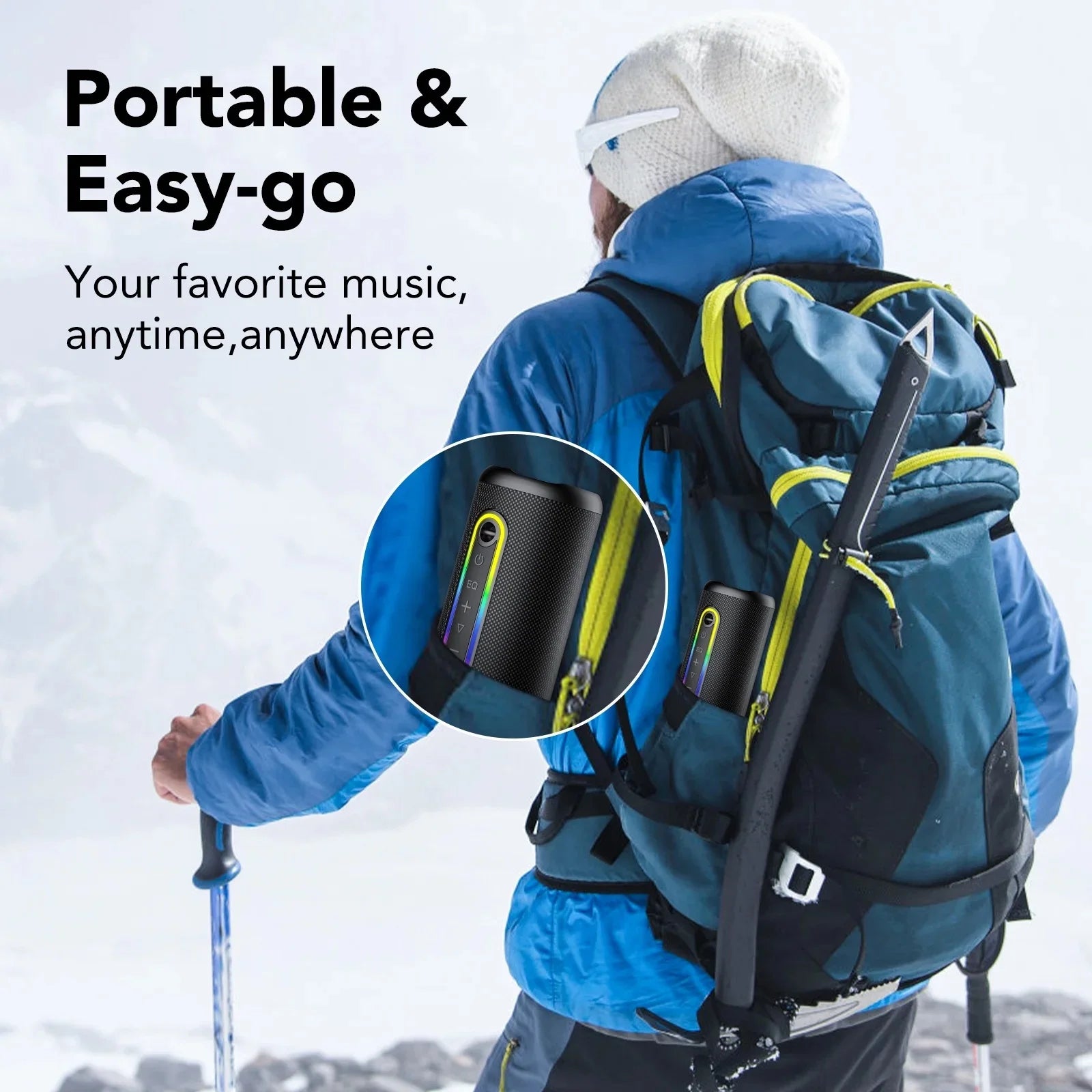 Portable Bluetooth Speaker – 30W Loud Stereo, BT5.4, IPX7 Waterproof, 24H Playtime Wireless Speaker