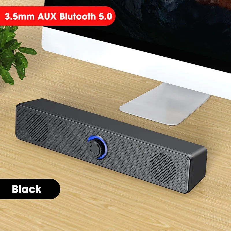 Bluetooth Computer Speakers – Wired Surround Soundbar with Stereo Subwoofer for Desktop, Laptop & Mini Home Theater System