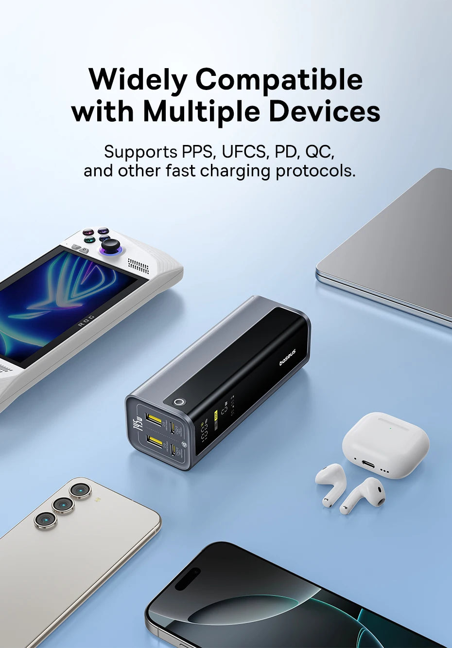 Baseus 145W 20800mAh Power Bank – PD 100W Fast Charging Portable External Battery with Smart Digital Display for Laptop & Phone