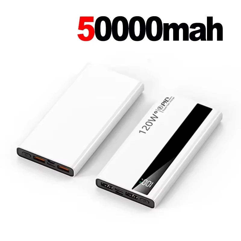 500000mAh 120W Power Bank – Fast Charging PD 20W Large Capacity Portable Battery for All Mobile Phones