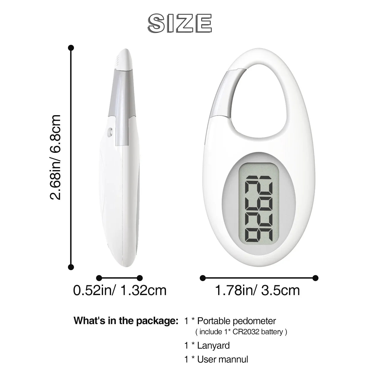 FITCENT Mini Digital Pedometer – 3D Sensor Step Counter with Lanyard for Walking, Running & Outdoor Sports (Kids, Men & Women)