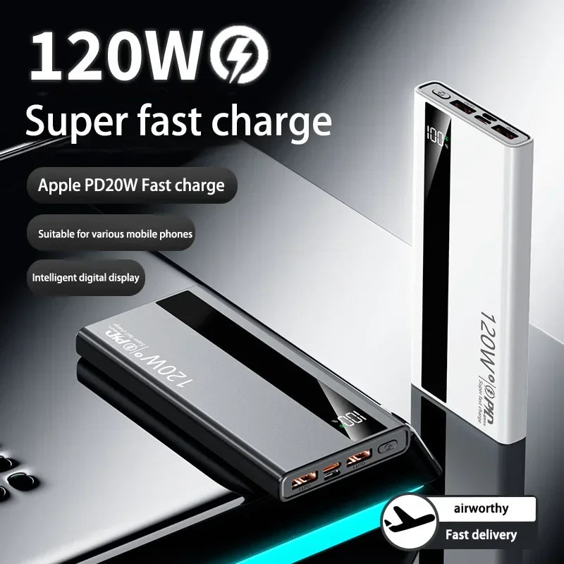 500000mAh 120W Power Bank – Fast Charging PD 20W Large Capacity Portable Battery for All Mobile Phones