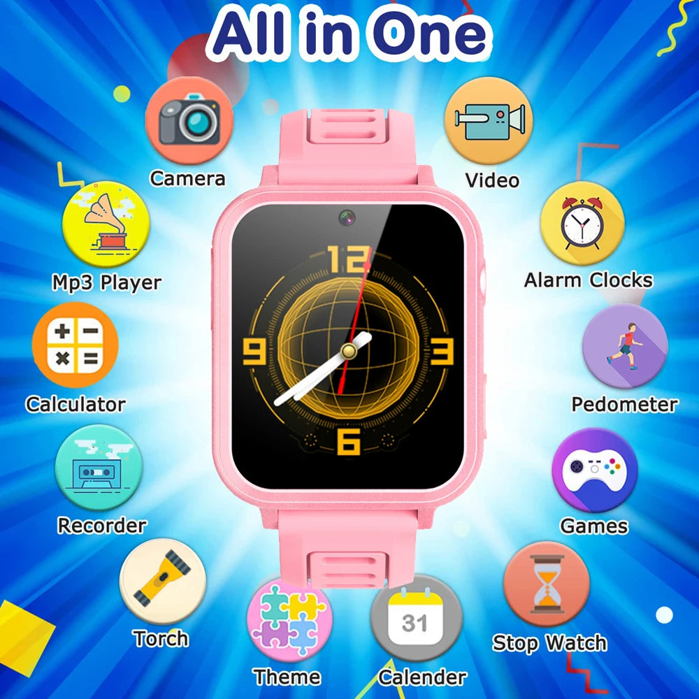 Children’s Smart Watch – 24 Games, Music Player, Pedometer, Video & Audio Recorder, Torch, Kids Wristwatch with Time Display