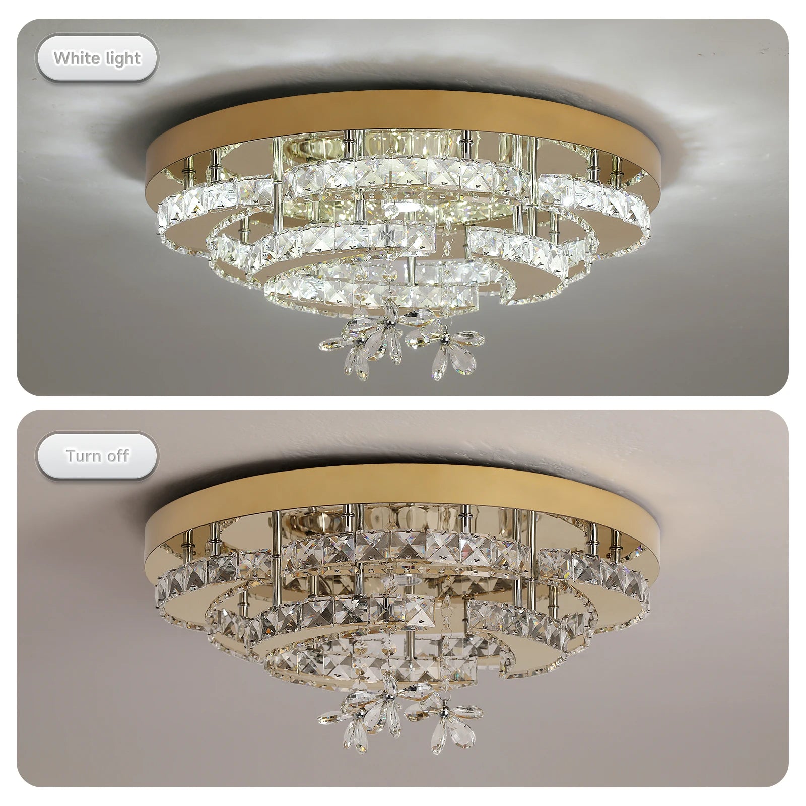 Luxury Gold K9 Crystal Ceiling Lamp Dimmable Led Chandelier Modern Living Dining Room Decor Pendant Light Lustre Home Fixture