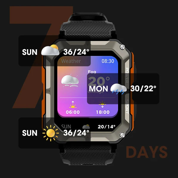 Men’s Smart Watch – Blood Pressure Monitor Tactical Smartwatch, Waterproof Fitness Tracker for Android & iPhone Outdoor Sports