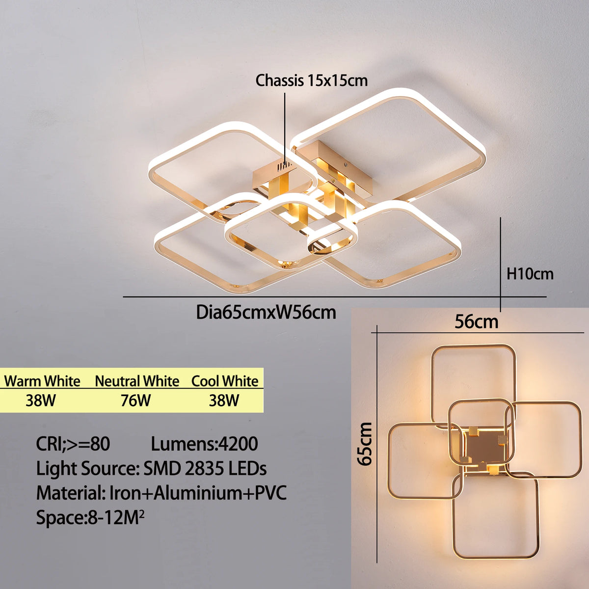 Modern led chandeliers dimmable ceiling chandeleir for living room bedroom Gold chrome 3-6 heads led ceiling lights W/remote