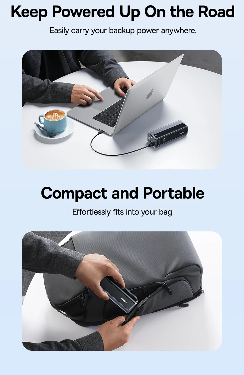 Baseus 145W 20800mAh Power Bank – PD 100W Fast Charging Portable External Battery with Smart Digital Display for Laptop & Phone