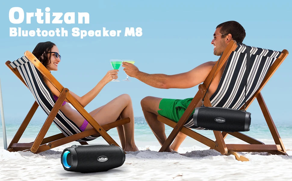 Ortizan Portable Loud Bluetooth Speaker Wireless 100W PEAK 80W RMS IPX7 Waterproof Outdoor Speaker Boombox Subwoofer for Party