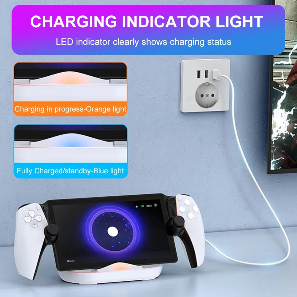 Charging Dock Station for Playstation Portal Remote Player Charger Stand for Ps Portal with RGB Light and USB C Charging Cable