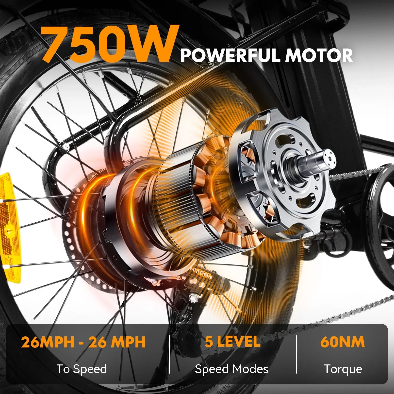 20-inch electric bike, stylish city commuter bike with 750W efficient motor, 48V-10ah lithium battery outing electric moped
