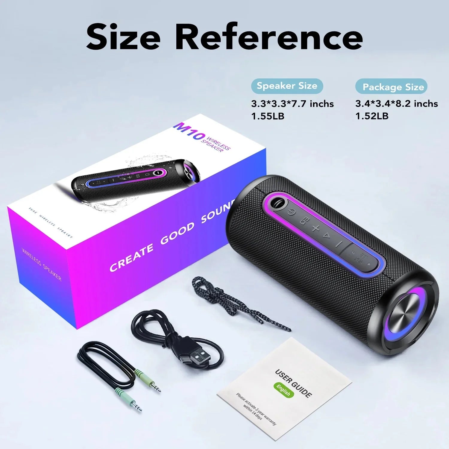 Portable Bluetooth Speaker – 30W Loud Stereo, BT5.4, IPX7 Waterproof, 24H Playtime Wireless Speaker