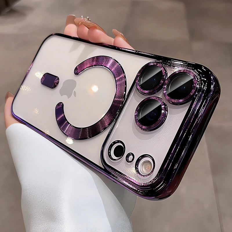 Luxury MagSafe Soft Phone Case for iPhone 11 12 13 14 15 16 17 Pro Max Plus Air, Magnetic Transparent TPU Bumper Cover