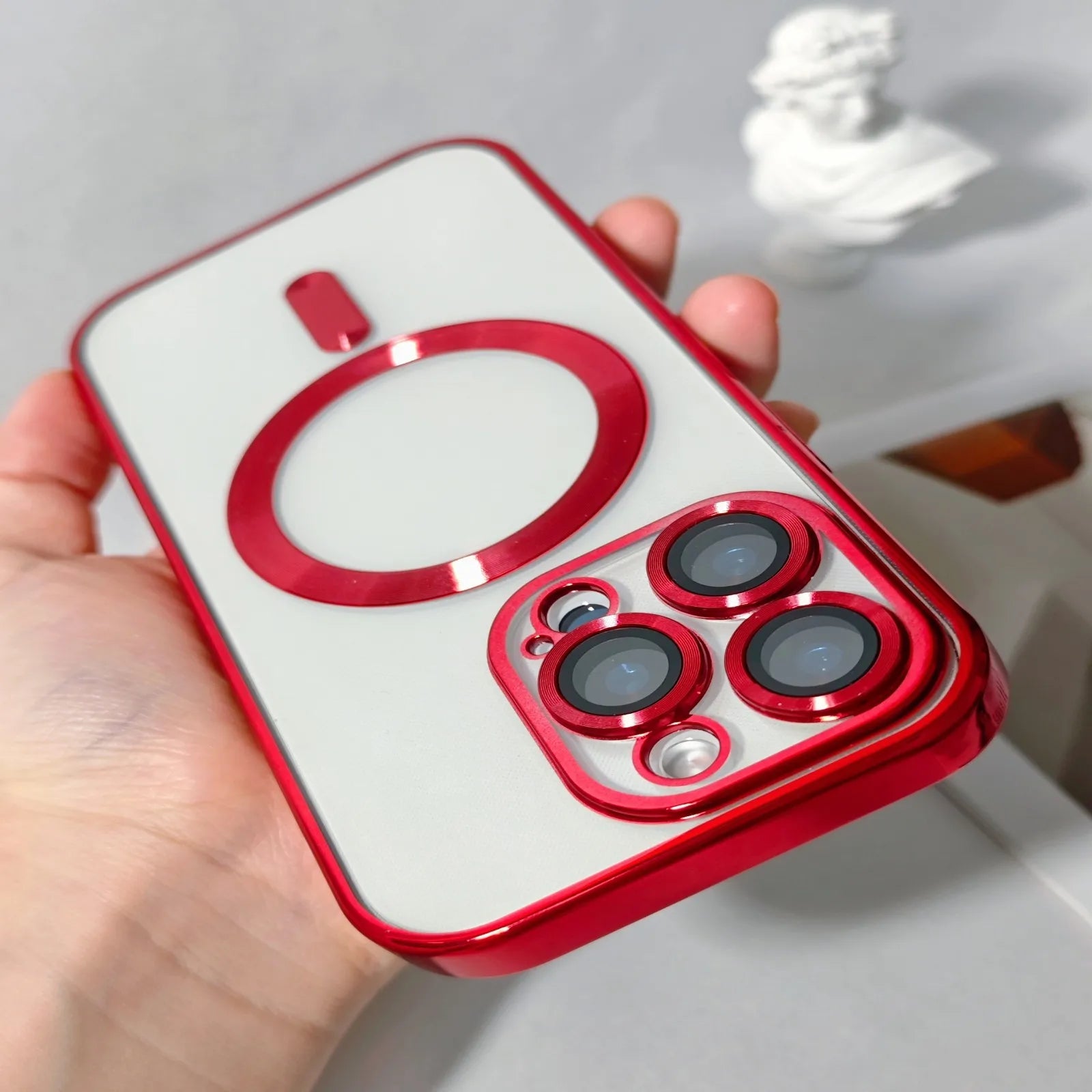 Plated MagSafe Magnetic Case for iPhone 12–17 Pro Max, Plus & Air, Wireless Charging Cover with Camera Lens Protector