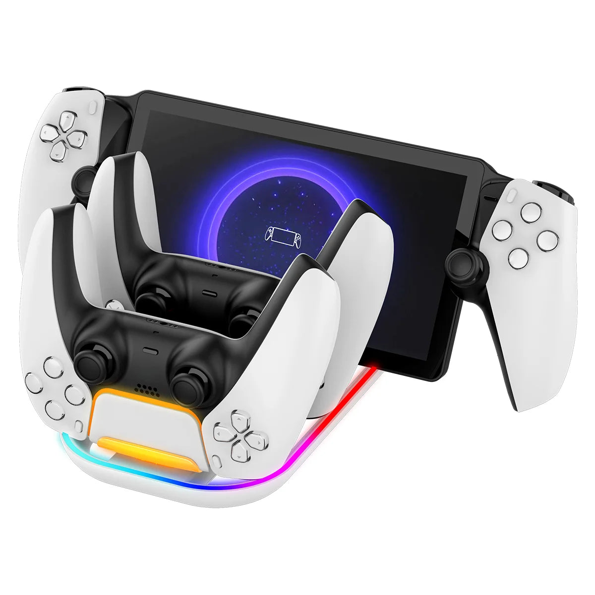 Ipega Charging Dock For PS5 Portal&Controller With 14 RGB Lighting Effects,3 Charg Ports,Charging Indicator PG-P5P03