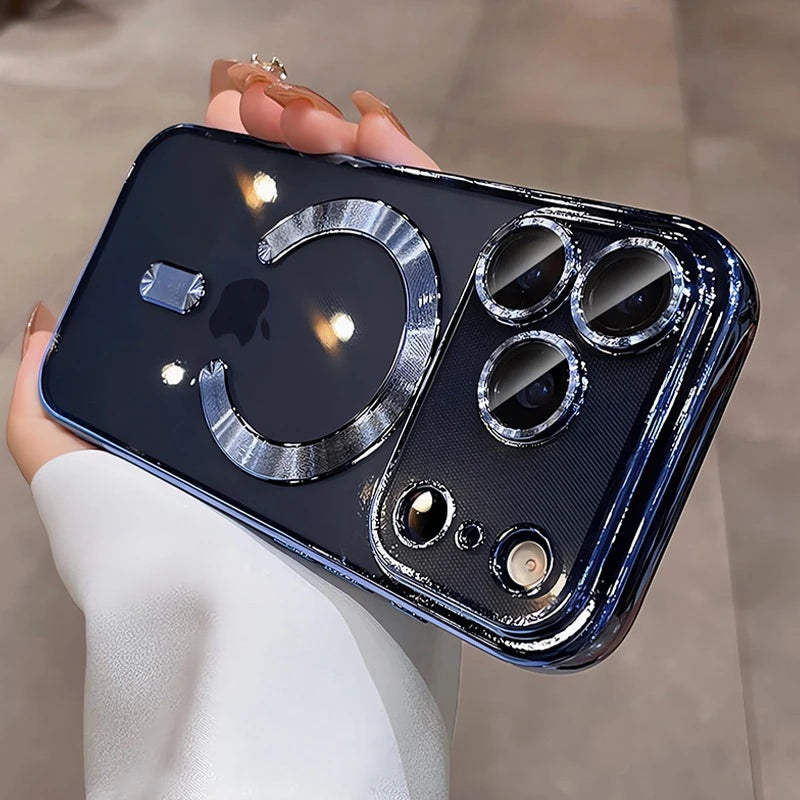 Luxury MagSafe Soft Phone Case for iPhone 11 12 13 14 15 16 17 Pro Max Plus Air, Magnetic Transparent TPU Bumper Cover