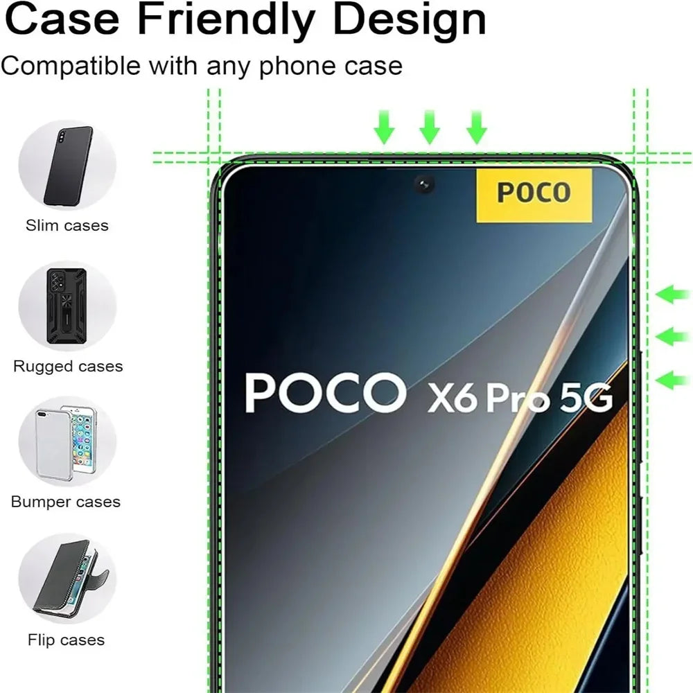 Protective 9D Tempered Glass Screen Protector for POCO X7 X6 X5 X4 X3 Pro C75 C65 C40 M7 M6 F6 F5 Pro