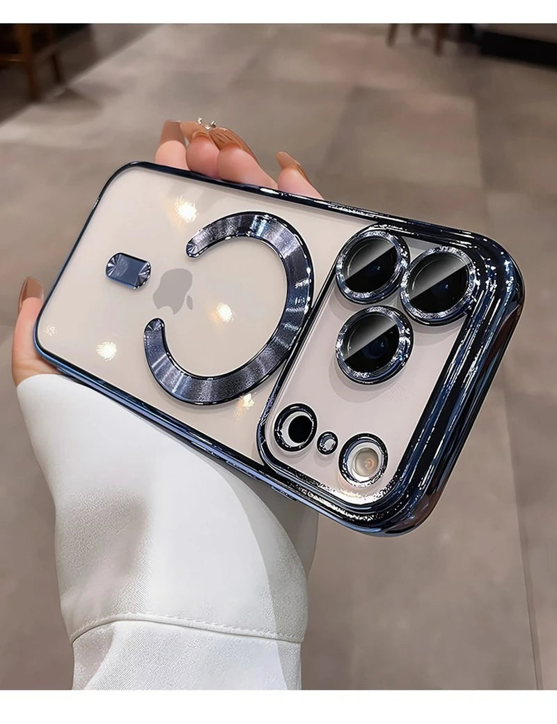 Luxury MagSafe Soft Phone Case for iPhone 11 12 13 14 15 16 17 Pro Max Plus Air, Magnetic Transparent TPU Bumper Cover