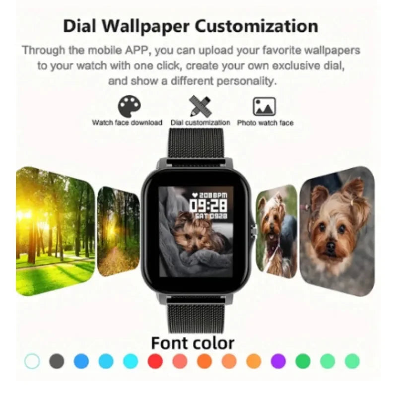 1.44" Smart Watch for Android – Full Touch Color Screen, Bluetooth Call, Magnetic Charging