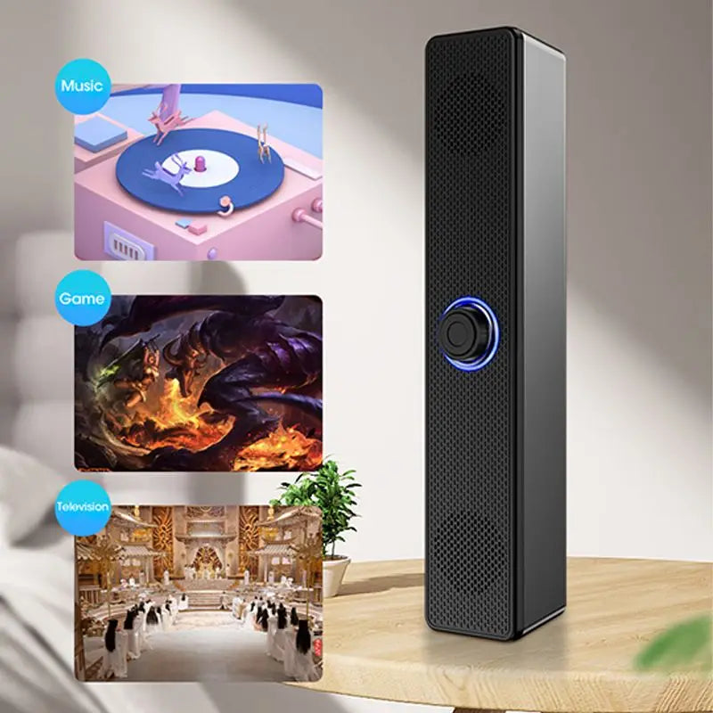 Bluetooth Computer Speakers – Wired Surround Soundbar with Stereo Subwoofer for Desktop, Laptop & Mini Home Theater System
