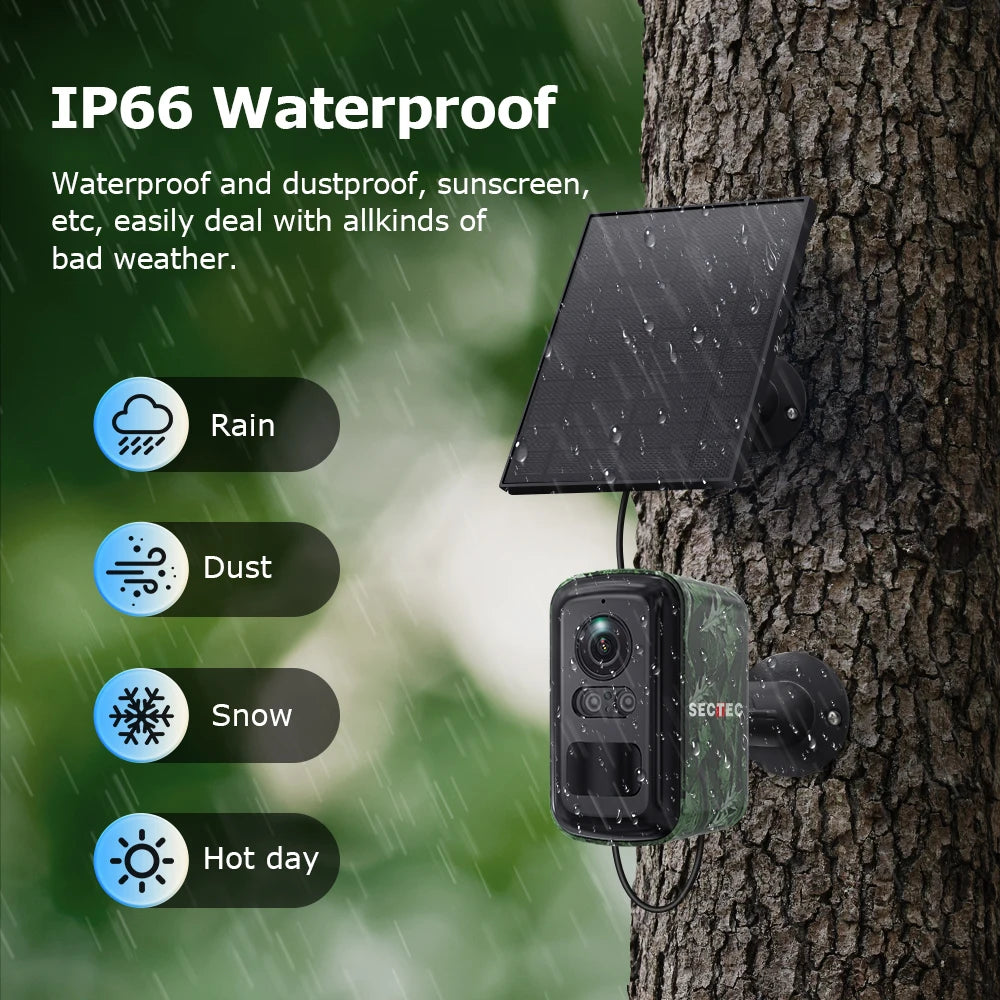 Sectec 5MP Mini Solar 4G Camera Outdoor Surveillance Camouflage Color WiFi Security  Camera PIR Detection Auto Tracking UBox App