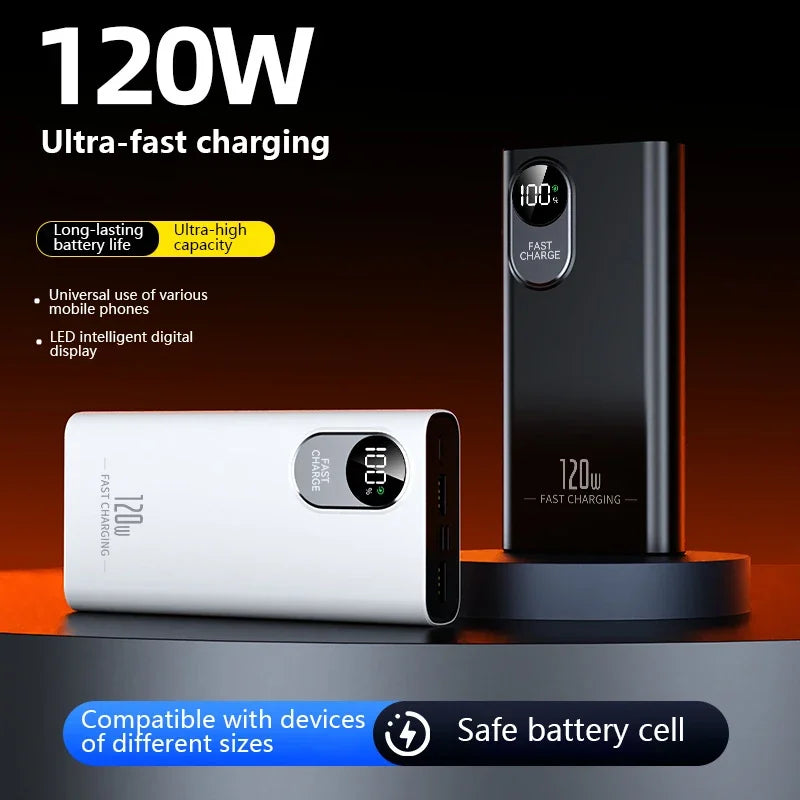 2026 New 500000mAh Power Bank – 120W Super Fast Charging Portable Battery with Digital Display for All Phones