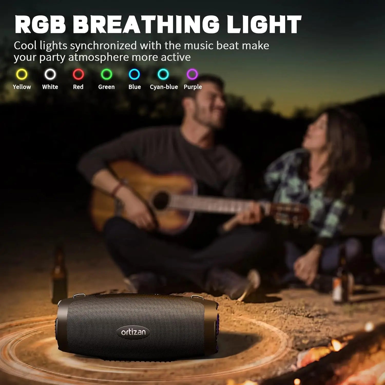 Ortizan Portable Loud Bluetooth Speaker Wireless 100W PEAK 80W RMS IPX7 Waterproof Outdoor Speaker Boombox Subwoofer for Party